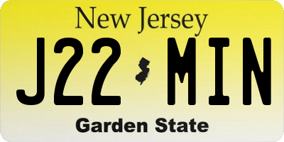 NJ license plate J22MIN