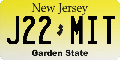 NJ license plate J22MIT