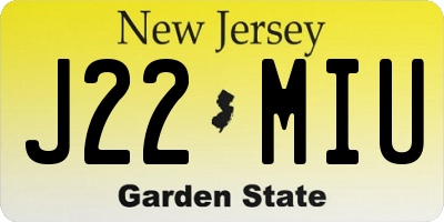 NJ license plate J22MIU