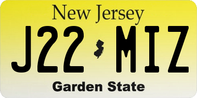 NJ license plate J22MIZ