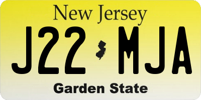 NJ license plate J22MJA