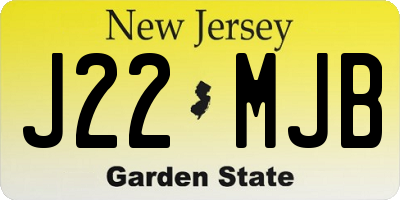 NJ license plate J22MJB