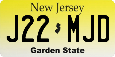 NJ license plate J22MJD