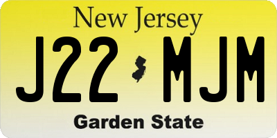 NJ license plate J22MJM