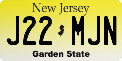 NJ license plate J22MJN