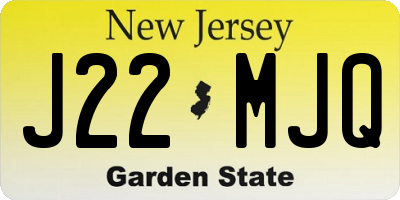 NJ license plate J22MJQ