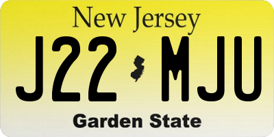 NJ license plate J22MJU