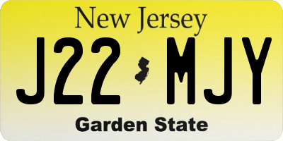 NJ license plate J22MJY