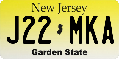 NJ license plate J22MKA