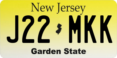 NJ license plate J22MKK