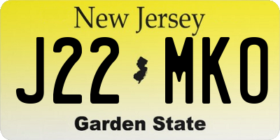 NJ license plate J22MKO