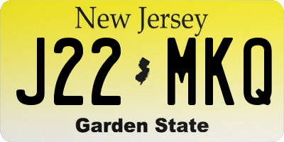 NJ license plate J22MKQ