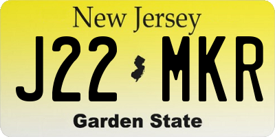 NJ license plate J22MKR