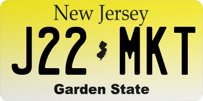 NJ license plate J22MKT