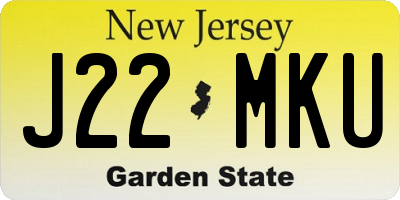 NJ license plate J22MKU