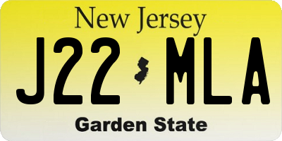 NJ license plate J22MLA