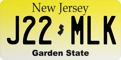 NJ license plate J22MLK