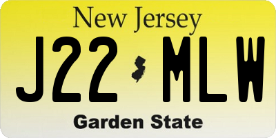 NJ license plate J22MLW