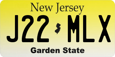 NJ license plate J22MLX