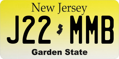 NJ license plate J22MMB