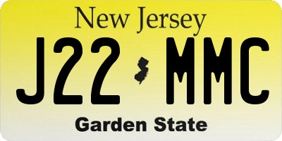 NJ license plate J22MMC