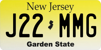 NJ license plate J22MMG