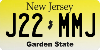 NJ license plate J22MMJ