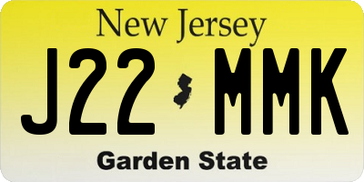 NJ license plate J22MMK