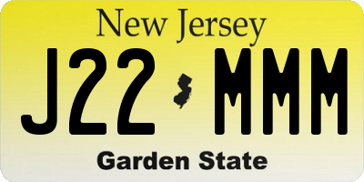 NJ license plate J22MMM
