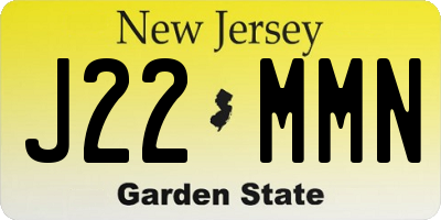 NJ license plate J22MMN