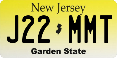 NJ license plate J22MMT