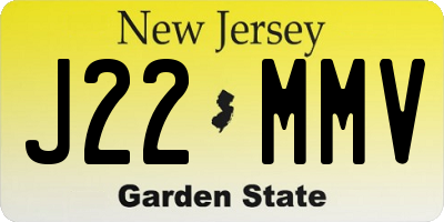 NJ license plate J22MMV
