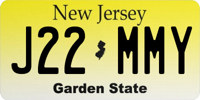 NJ license plate J22MMY