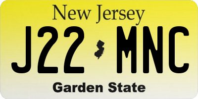 NJ license plate J22MNC