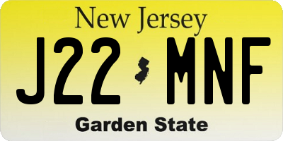 NJ license plate J22MNF