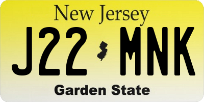NJ license plate J22MNK