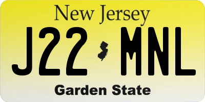 NJ license plate J22MNL