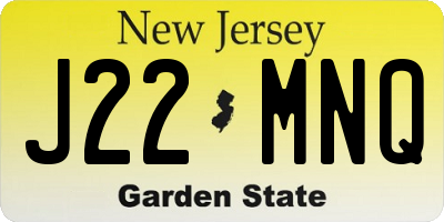 NJ license plate J22MNQ