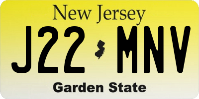 NJ license plate J22MNV