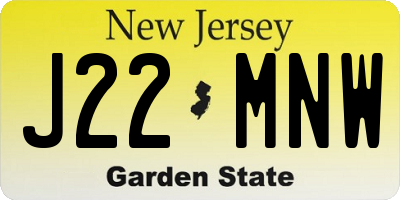 NJ license plate J22MNW