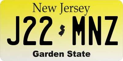 NJ license plate J22MNZ