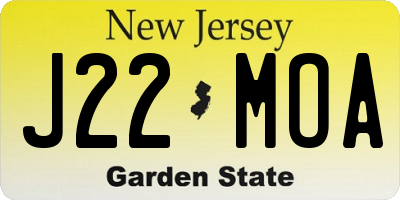 NJ license plate J22MOA