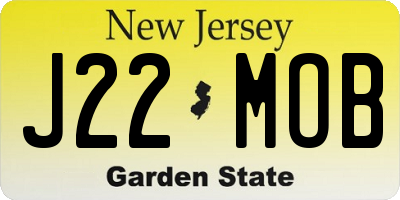 NJ license plate J22MOB