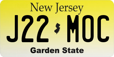 NJ license plate J22MOC