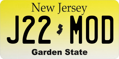NJ license plate J22MOD