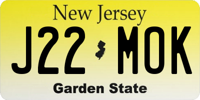 NJ license plate J22MOK