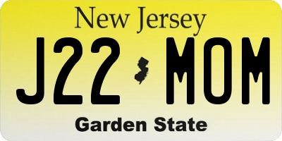 NJ license plate J22MOM