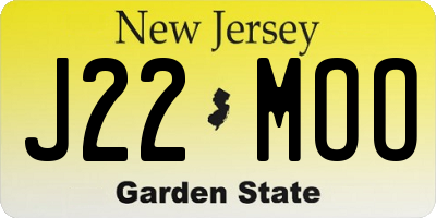 NJ license plate J22MOO