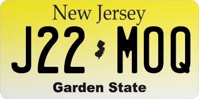 NJ license plate J22MOQ
