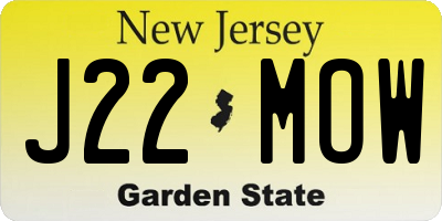 NJ license plate J22MOW